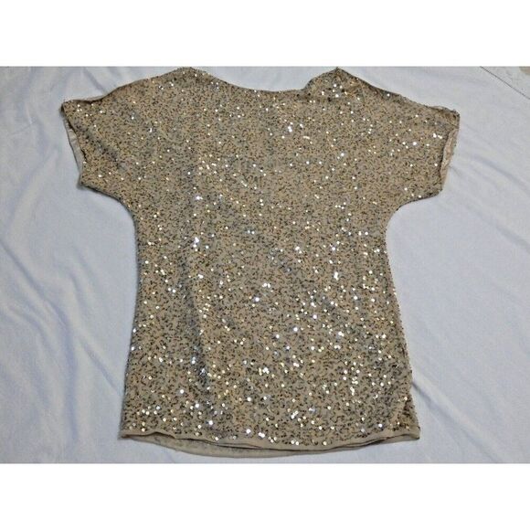 Aidan Mattox Dress Women 4 gold Beaded Sequin Mini Embellished Cold Shoulder - Picture 11 of 16